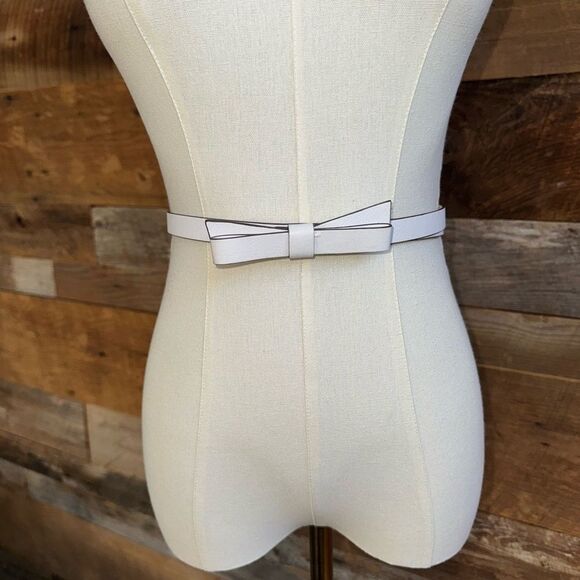 Kate Spade White Leather Bow Belt Minimalist Chic sz S main image 6